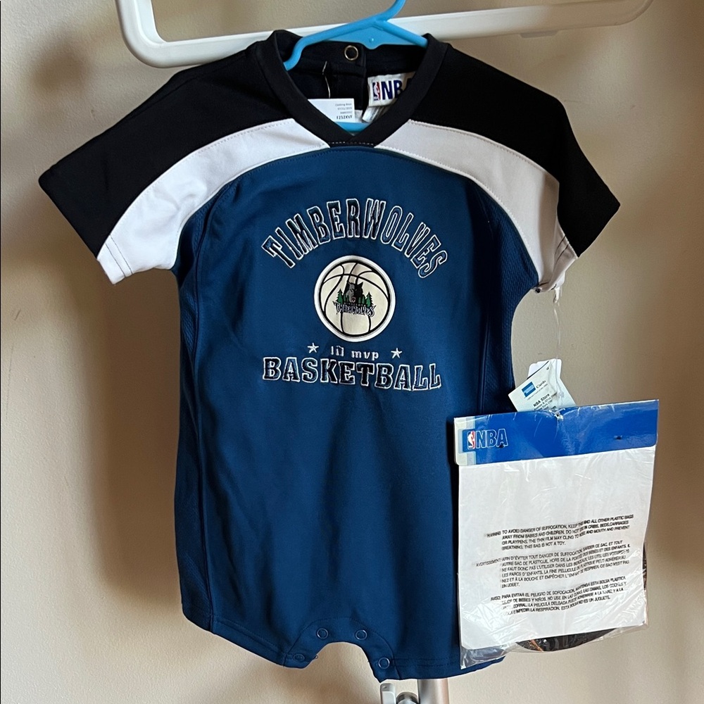 NBA Timberwolves Kids lil MVP with baseball hat set - Blue, Black, and White